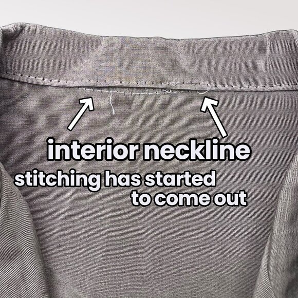 Vintage Long Sleeve Shirt Attached Vest Gray Size Medium - Picture 8 of 9